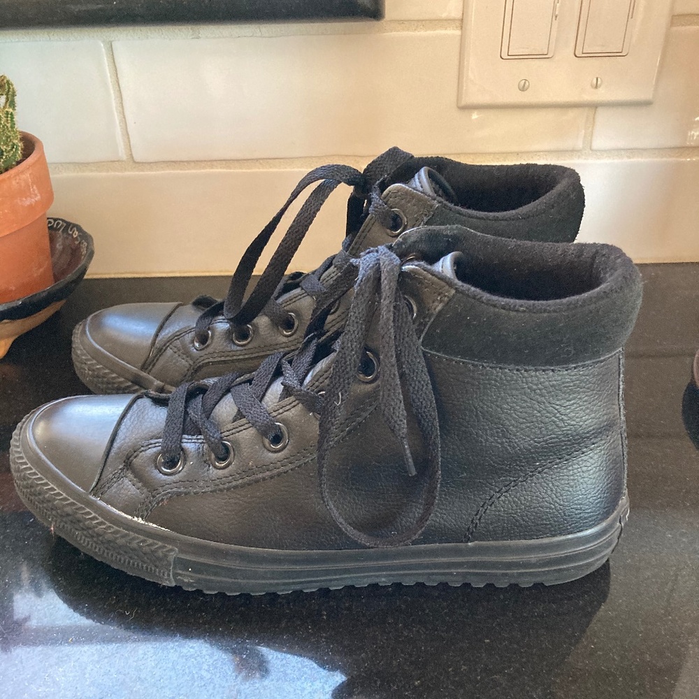 Converse All Stars High Tops-Black Leather